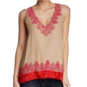 Joie V-Neck Beaded Silk Top in Size XXS
